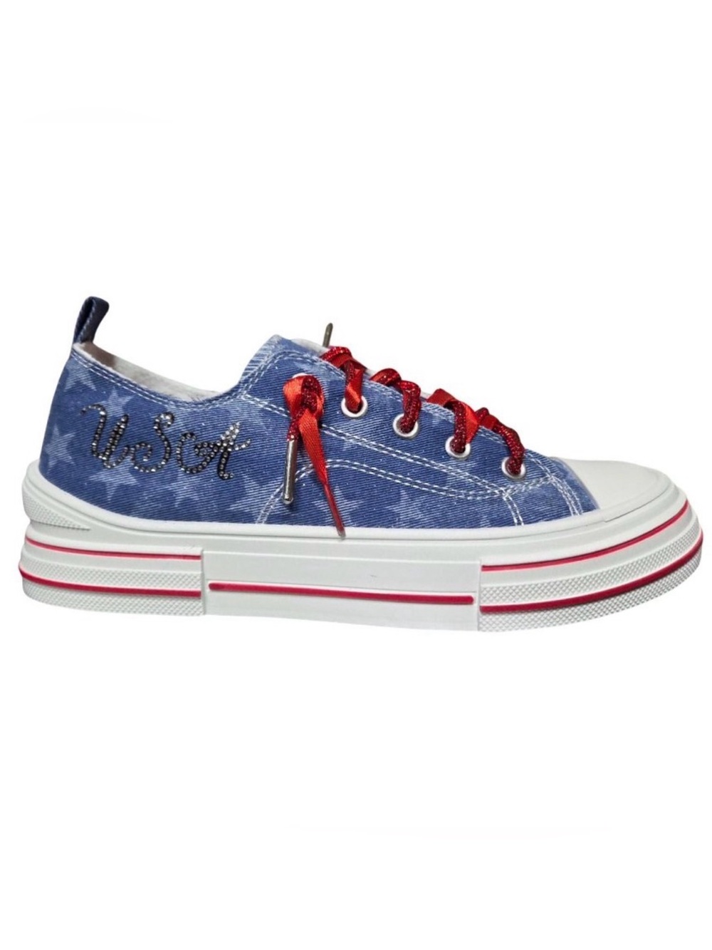 Very G Womens Aman USA Lace Up Canvas
Sneaker, Dark Denim